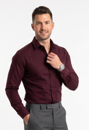 Camisa Social Masculina Lisa Premium - Vinho