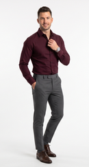 Camisa Social Masculina Lisa Premium - Vinho