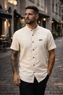 Camisa Masculina Linho Gola Padre | Elegante Casual