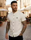 Camisa Masculina Linho Gola Padre | Elegante Casual