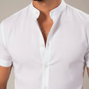 Camisa Social Minimalist Gola Padre Manga Curta - Branca