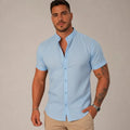Camisa Social Minimalist Gola Padre Manga Curta - Azul Bebe