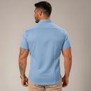 Camisa Social Minimalist Gola Padre Manga Curta - Azul Bebe