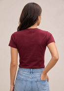 Camiseta feminina  Premium 100% algodão - Bordo