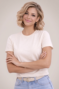 Camiseta feminina  Premium 100% algodão - Bege