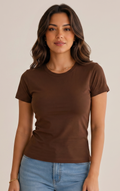 Camiseta feminina  Premium 100% algodão - marrom